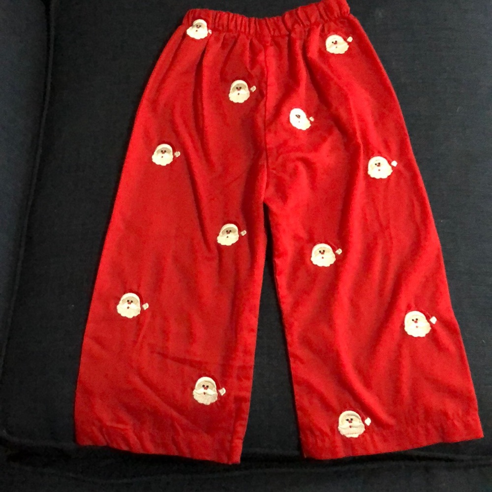Boutique Embroidered Santa Pants